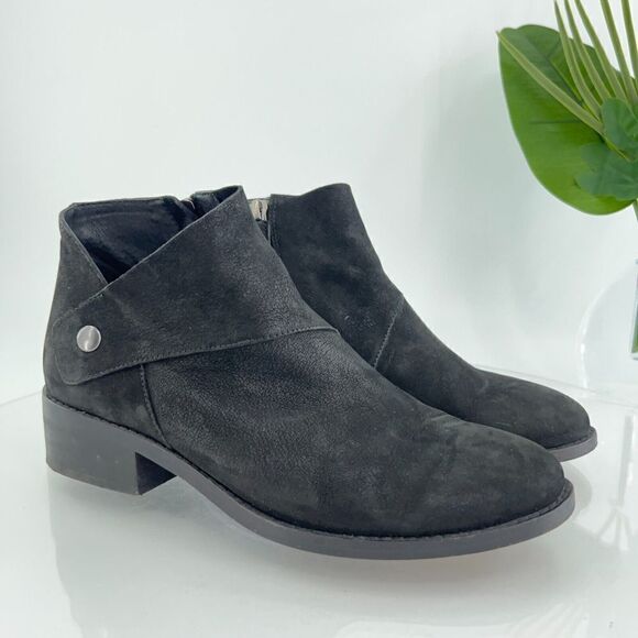 Eileen Fisher Women's Billie Boot Size 7.5 Black Tumbled Nubuck Bootie Ankle - Picture 2 of 14